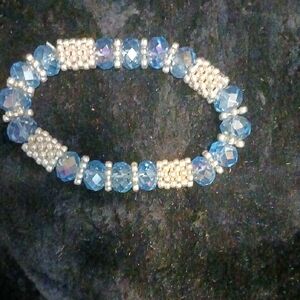 Elegant Blue and Silver Beaded Bracelet